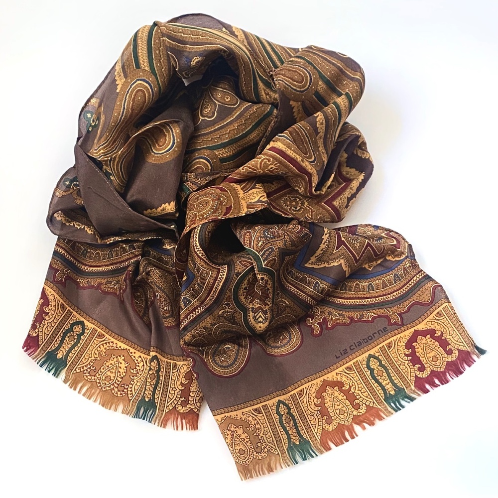 Liz Claiborne 54”x10.5” Paisley Silk Scarf *Vintage*